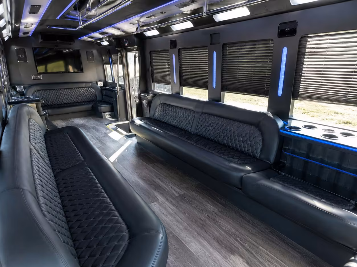 18 passenger party bus inside