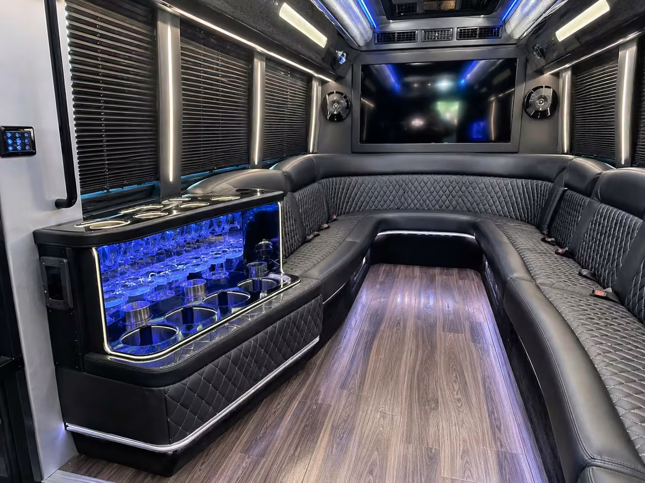 25 passenger party bus interior
